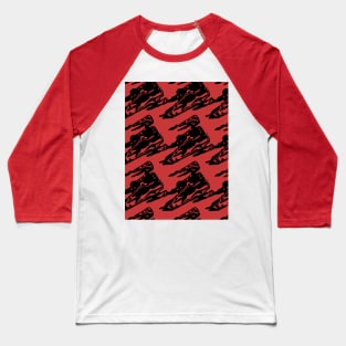 Black geometric elements on a red background, abstraction Baseball T-Shirt